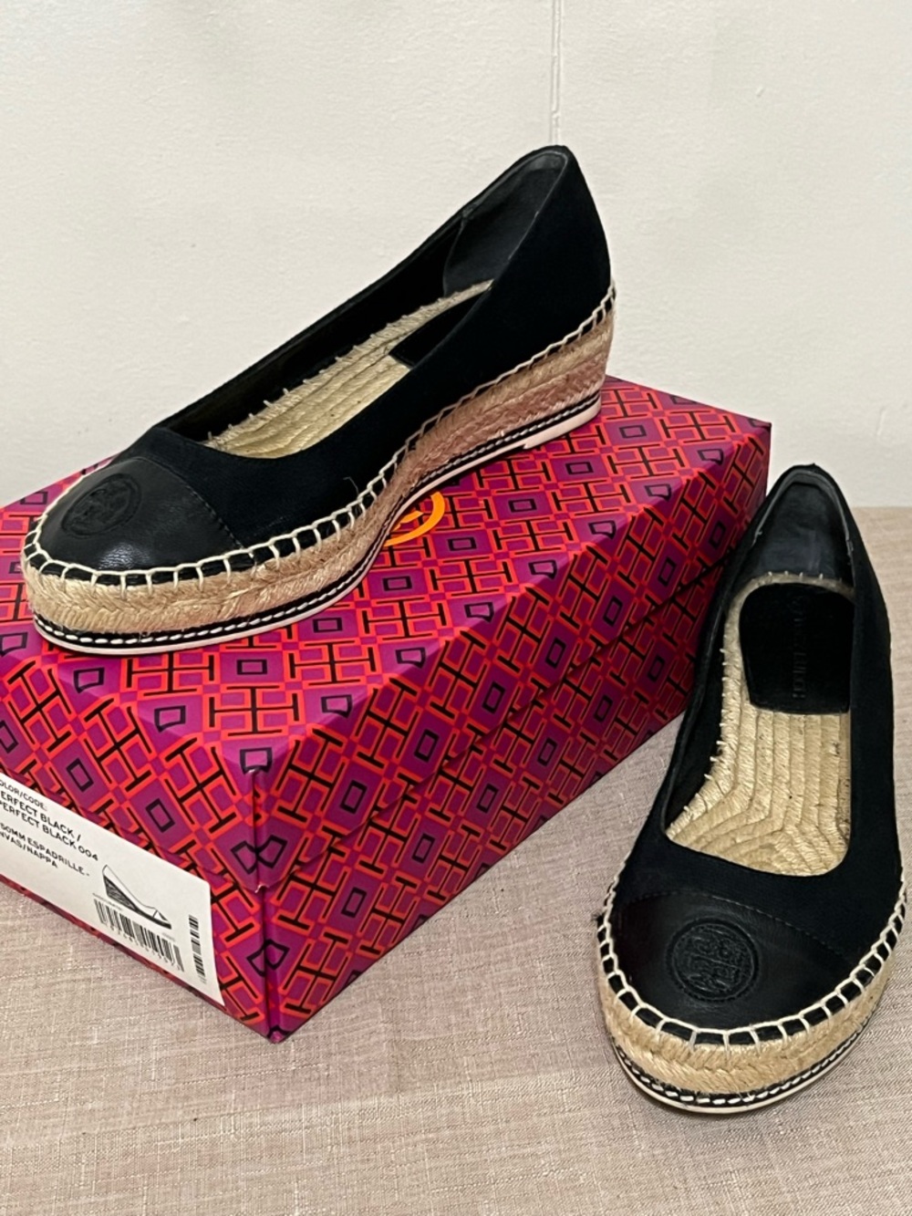Tory Burch Black 50 MM Espadrille Wedge